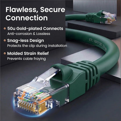 Cat 6 Ethernet Cable 10 Ft (10-Pack) - Cat6 Patch Cable, Cat 6 Patch Cable, Cat6 Cable, Cat 6 Cable, Cat6 Ethernet Cable, Network Cable, Internet Cable - Green 10 Feet