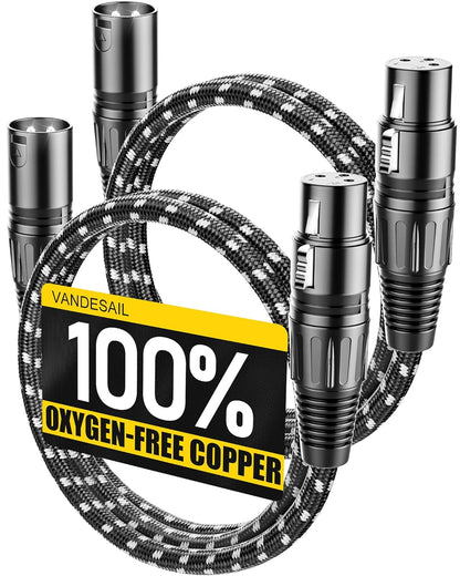 XLR Cable,  3Ft 2 Pack Microphone Cable, XLR Male to Female Balanced Microphone Cord 3 Pin, 3 Foot Short Mic Cord