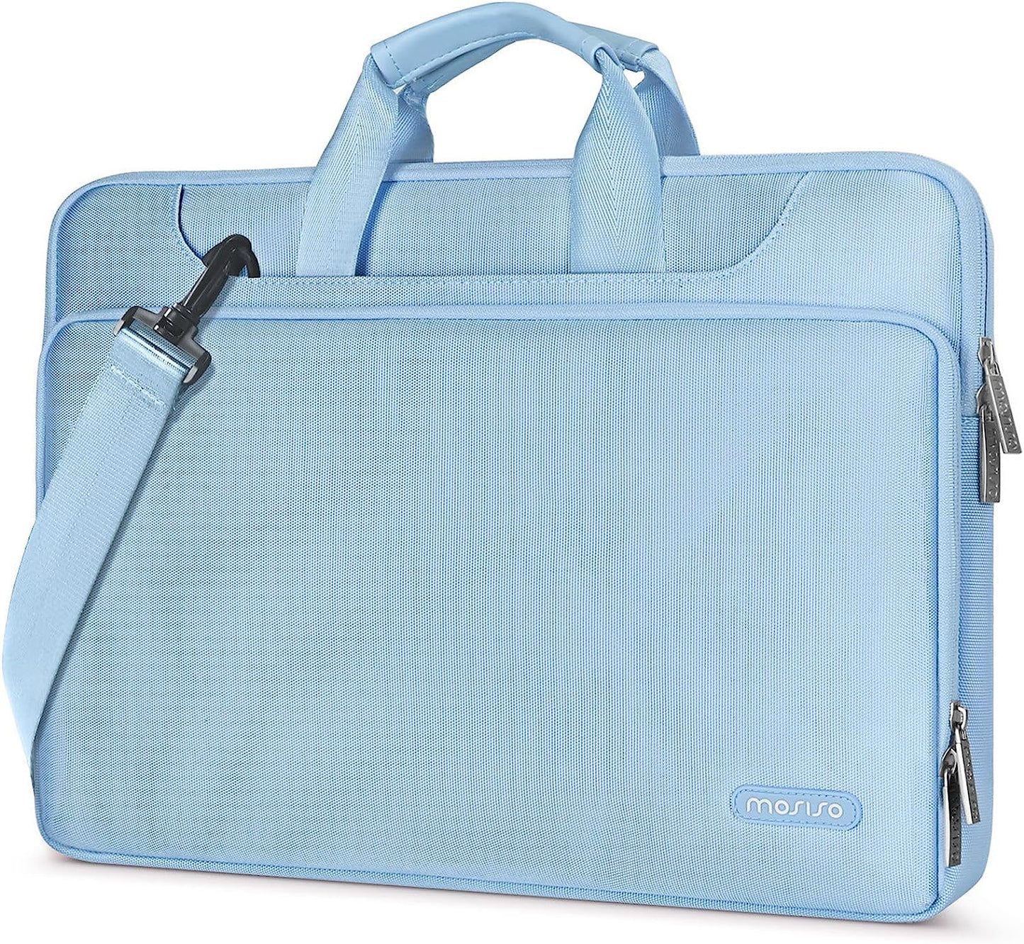 360 Protective Laptop Shoulder Bag Compatible with Macbook Pro 16 Inch 2021 2022 M1 A2485/2019-2020 A2141/Pro 15 A1398, 15-15.6 Inch Notebook, Matching Color Sleeve with Belt, Airy Blue