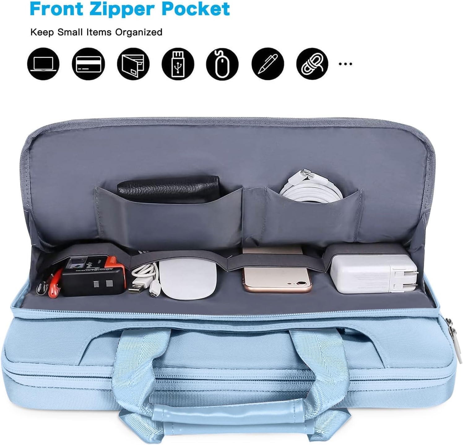 360 Protective Laptop Shoulder Bag Compatible with Macbook Pro 16 Inch 2021 2022 M1 A2485/2019-2020 A2141/Pro 15 A1398, 15-15.6 Inch Notebook, Matching Color Sleeve with Belt, Airy Blue